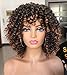 Annivia Short Curly Wig for Black Women with Bangs Big Bouncy Fluffy Kinky Curly Wig Heat Resist Soft Synthetic 2Tone Ombre Darkest Brown Short Curly Afro Wig