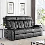 GUEAPY Power Reclining Sofa, 3-Seater Reclining Couch with Massage & Heat, Drop-Down Table, USB & Type-C Charging Ports, Cup Holders, Dutch Velvet, RV & Living Room Reclining Seating