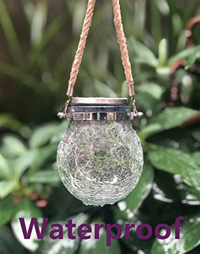 Kimi House 2 Pack Hanging Solar Powered Led Lights,Cracked Glass Ball Light, Waterproof Outdoor Christmas Decorative Lantern For Garden, Yard, Patio, Lawn (Colorful) #TOP6
