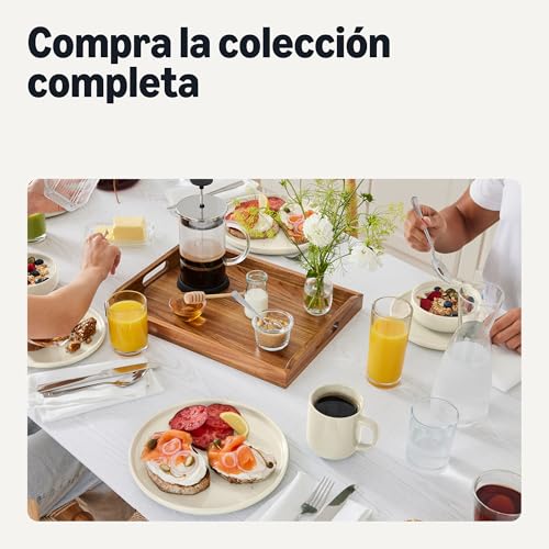 Miniatura 7 de Amazon Basics Platos De Ensalada De Gres Esmaltado, Juego De 6 Piezas, Aptos Para Microondas Y Lavavajillas, 21,1cm, Marfil