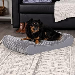   Furhaven-Orthopedic-Dog-Bed-for-MediumSmall-Dogs-w-Removable-Washable-Cover-For-Dogs-Up-to-23-lbs-Ultra-Plush-Faux-Fur-Suede-Luxe-Lounger-Contour-Mattress-Gray-Medium