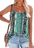 JOLIGAL Tank Top for Women Summer Casual Spaghetti Strap Camisole Loose Fit Sleeveless Tunic Blouses(Blue Stripe, L)