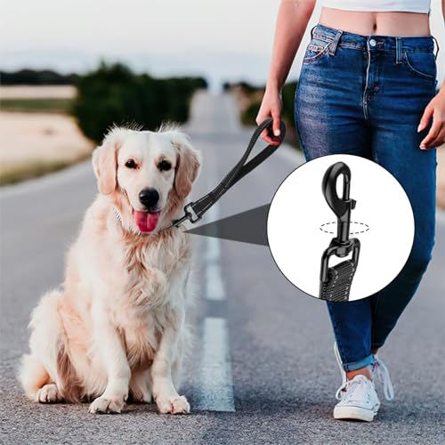 Kurzführer Hund, Kurzleine Hund, Hausleine für Hunde 30 cm Langes, Kurzes Trainingsseil Mit Bequem Gepolstertem Griff Drehhaken aus Metall für Mittlere Große Hunde, Schwarzes