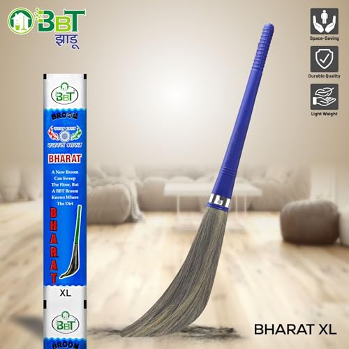 Image of BBT Phool Jhadu | Natural Grass Broom Stick for Home Cleaning | Eco-Friendly Long Handle Jhadu | Anti Dust, Lightweight & Durable Pack of- (2, XL)