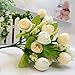 Produktbild Artificial & Dried Flowers - Lovely Pet 15 Heads Unusual Artificial Rose Silk Fake Flower Leaf Home Decor Bridal Bouquet Nice - Pillow Ribbon Kissing Flowers Shawl Leaves Fake Wedding Blu