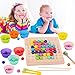 Veapero Holz Clip Beads Brettspiel, Montessori Pädagogisches Holzspielzeug, Regenbogen Ball Elimination Spiel Spielzeug, Frühe Pädagogisches Brettspiel für Kinder - Puzzle Brettspiel
