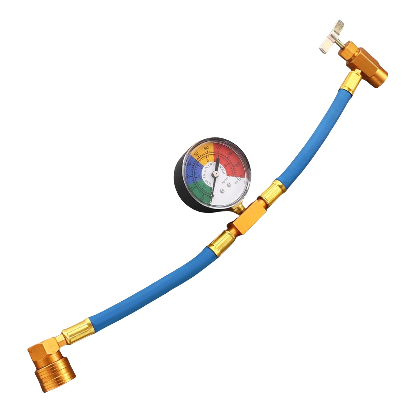GVSS Tuyau de Remplissage de Réfrigérant R134A avec Jauge, Compatible avec Climatiseurs Automobiles,1/2" Filetage Américain et Européen,Tuyau de Charge de Réfrigérant