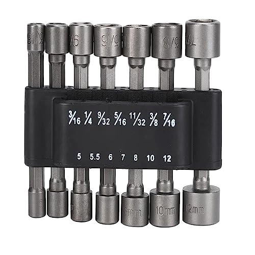 Zohino 14 Pcs 1/4 inch Hex Power Nuts Driver Drill Bit Tools Metric SAE Socket Wrench Screw For Quicker Change Chuck Power Screwdriver Hand Drill