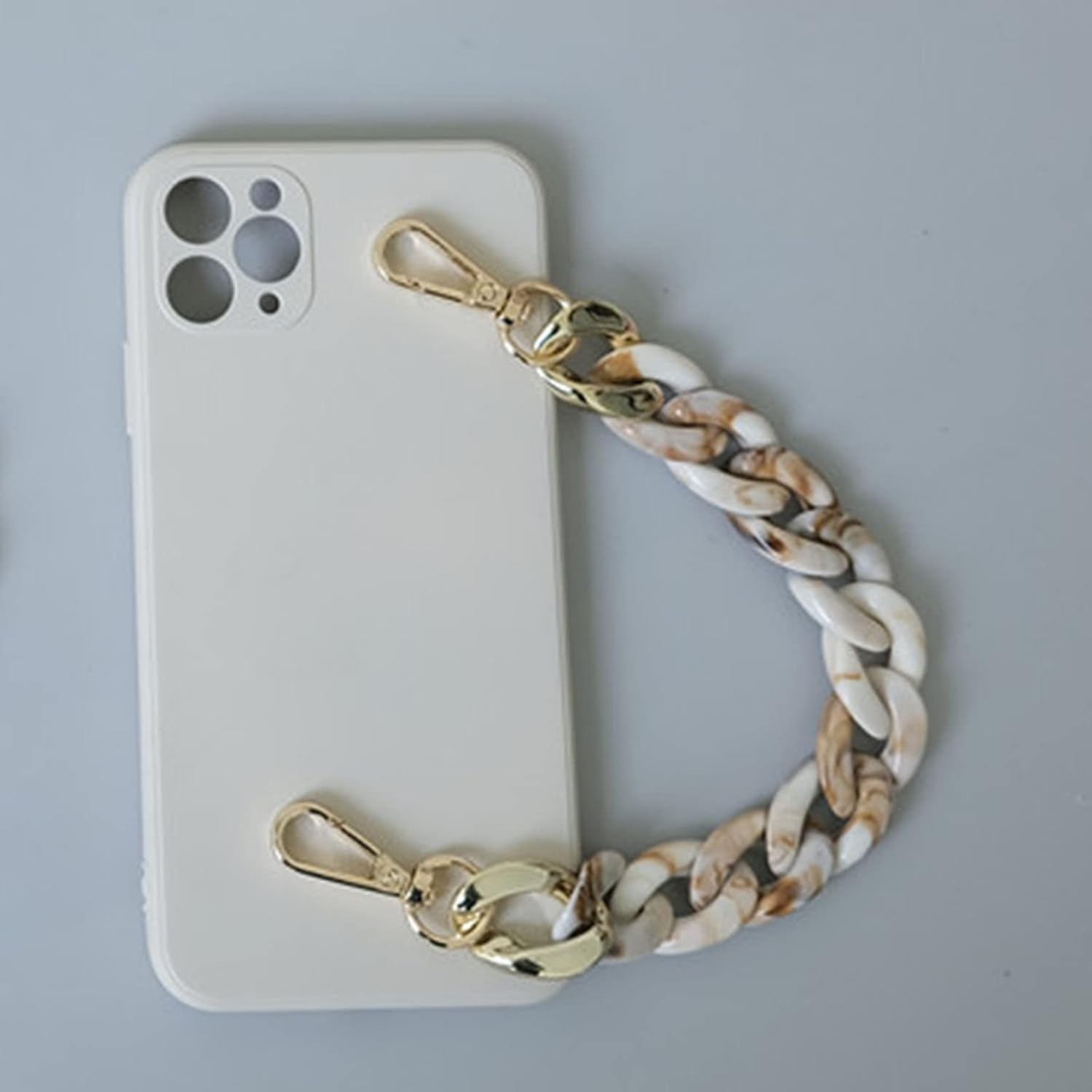 Bag Handle Chain Acrylic Resin Handbag Strap Shoulder Purse Replacement 28cm, Beige - Image 3