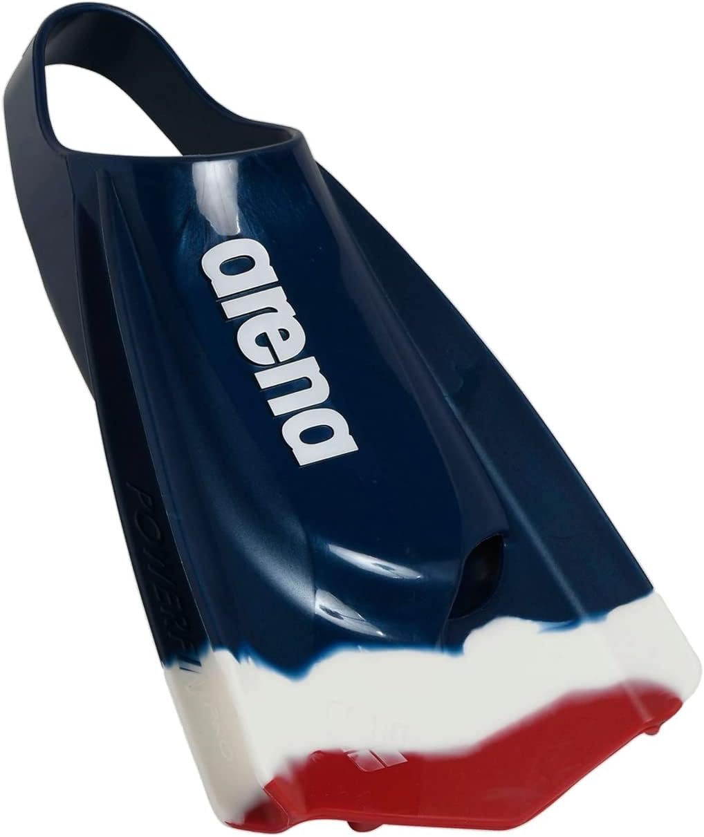 Arena Unisex Adult Powerfin Pro Swim Training Fins Men and Women Silicone Short Blade Flippers Left-Right Custom Design, Sizes 4.5-13.5