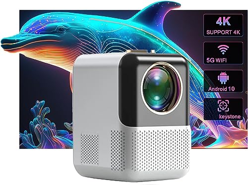 Image of TOPTRO ET31 720p Native Resolution Projector for Home 4K Support, 4000 Lumen (350ANSI) Android 10 WiFi BT 5.1 Inbuilt Netflix PrimeVideo Hotstar 3W Speaker HDMI USB 180 inch Max Display (White)