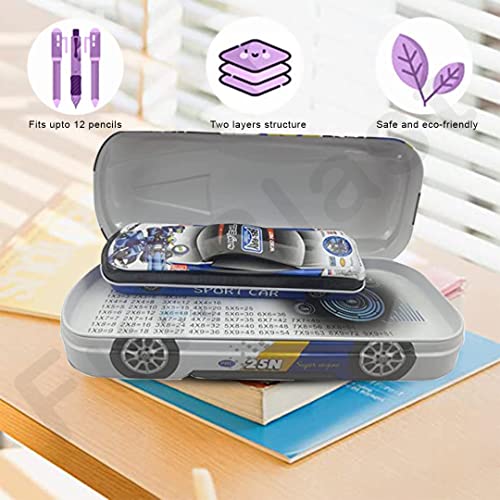 FunBlast Metal Car Pencil Box for Kids Double Layer Metal Pencil Case