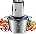 Price comparison product image Mini Chopper Electric Food Processor with 2 Litre Stainless Steel Bowl, 2 Speeds, 4 Bi-Level Blades,500W, Silver