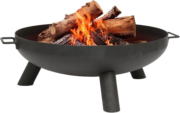 Hammer & Tongs 59.5cm Iron Fire Pit - Small Outdoor Round Garden Fire Bowl Brazier Garden Patio Heater Stove for Wood Logs, Charcoal Burning, BBQ, Camping Firepit - 1
