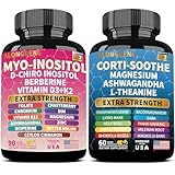 ALongDeng Soothe-Smooth Bundle,Soothe & Smooth Bundle Multivitamin Combo, Cortisol Support Myo-Inositol Multivitamin Combo with Magnesium Glycinate, Ashwagandha, L-Theanine & Herbal Blend - D
