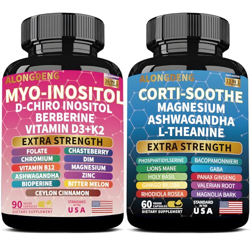 Image of Soothe-Smooth Bundle,Soothe & Smooth Bundle Multivitamin Combo, Cortisol Support Myo-Inositol Multivitamin Combo with Magnesium Glycinate, Ashwagandha, L-Theanine & Herbal Blend - D