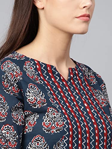 Image of INDO ERA Womens Cotton Straight Fit Embroidered Ethnic Kurta (KT0RP5451)