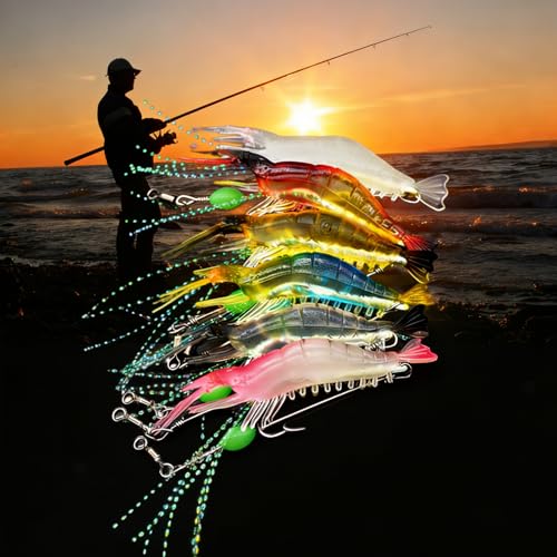 Image of Fishing Lures, 7-Piece Simulated Bait Set with Luminous Features for Night Fishing, Versatile Fishing Hooks for Freshwater and Saltwater Anglers, Multi-Species Targeting Fishing Accessories