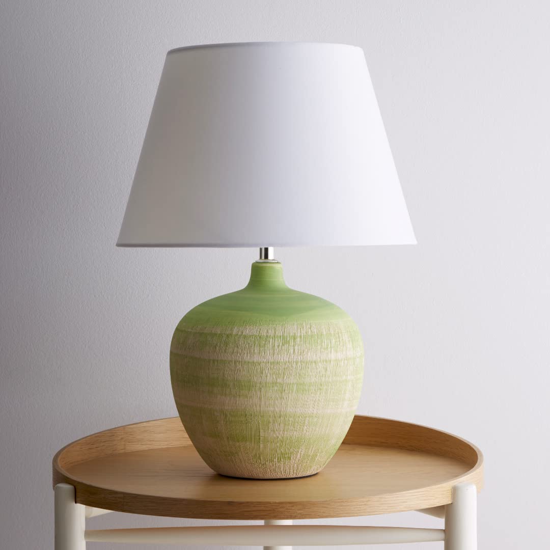 K Living Tenby Green Table Lamp Glazed Ceramic Base And White Fabric Coated Shade from B&Q