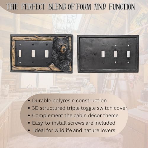 Plaque interrupteur triple ours noir cadeau idéal pour passionné