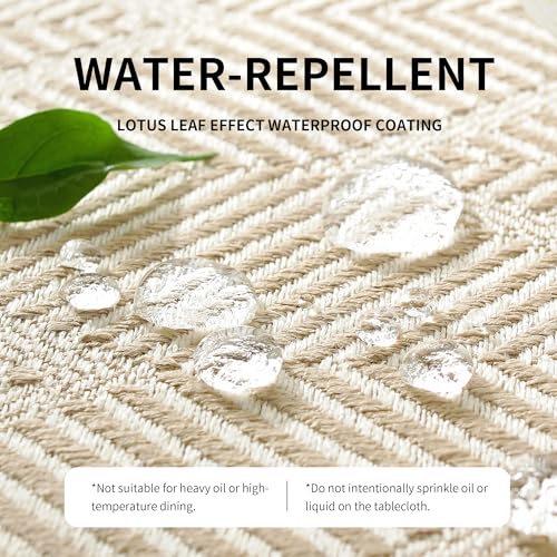 Linen Tablecloths for Rectangle Tables,About 8 FT Table Cloth Advanced Waterproofing Technology for Dinningroom,Farmhouse