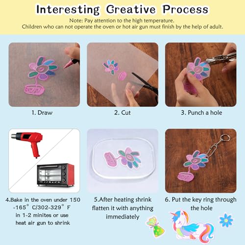 LUZOON 25 Stück A4 Schrumpffolien Durchscheinend Volle Transparenz Nachfüllset Schrumpfende Plastikfolien zum Basteln Schrumpffolienplatten Dicke 0.3mm-Größe 20 * 29 cm (A4-25 Stück)