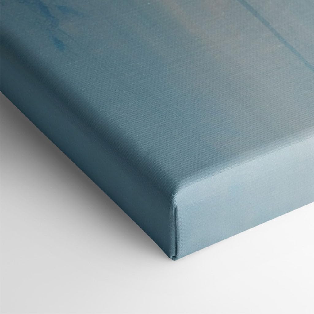 Canvas for Living room. Bloom and Brushwork: Masterful Abstract Oil Painting of Pink Florals Against a Serene Blue Gradient, 27 x 18 inch Canvas Wall Art - Modern Home Decor