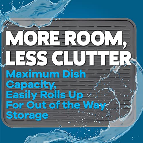 Lish TN-1225226 Large Silicone Dish Drying Mat For Kitchen Counter Or Under Sink, 16 Inch X 12 Inch Large, Waterproof Pet Feeding Mat, Water Bowls, Under Drying Racks thumb #5