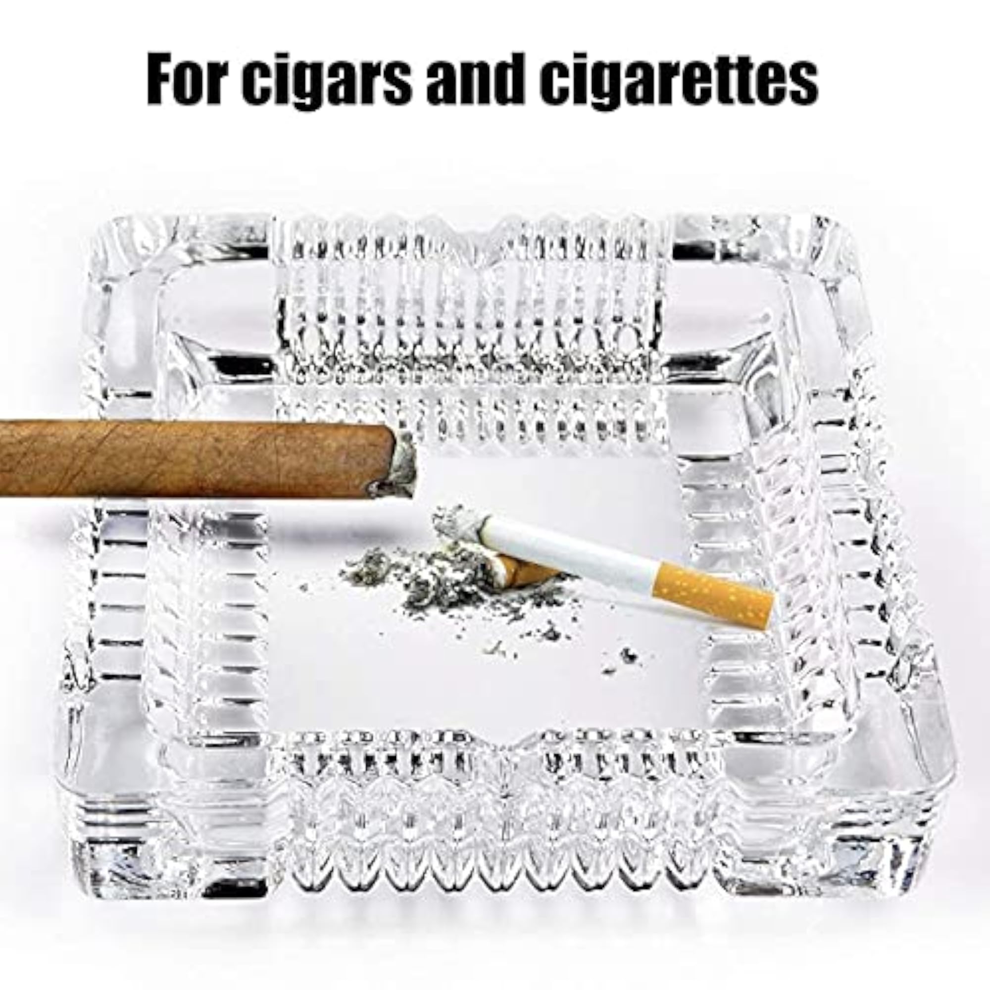 Vintage Glass Square Shaped Ashtray for Cigarette & Cigar, Portable Gift