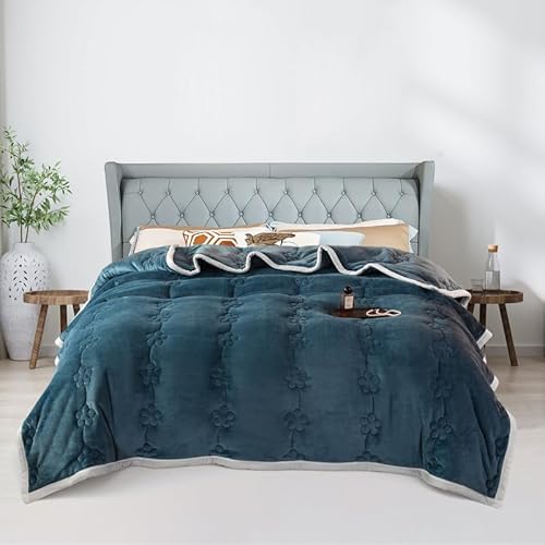 ShowyLive Manta Sofa Grande Invierno de Felpa Gruesa Doble Cara Franela de 810 g/m², Mantas Cama Suave y Caliente para Dormitorio Sofá Viajar Toda Estación (Azul,200 * 230CM)
