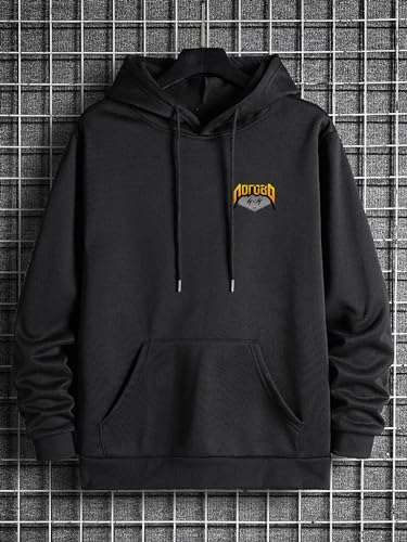 Image of Dagcros Hoodies Fleece Lined Casual Sweatshirts Athletic Printed Workout Pullover with Kangaroo Pocket for Men's
