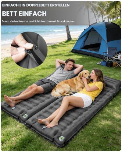 WARMTUYO Isomatte, Luftmatratze Camping mit Elektrisch Pumpe, 12CM Dicke Matratze Outdoor Aufblasbar, Schlafmatte Ultraleicht, Fuer Zelt… – Ansicht 6