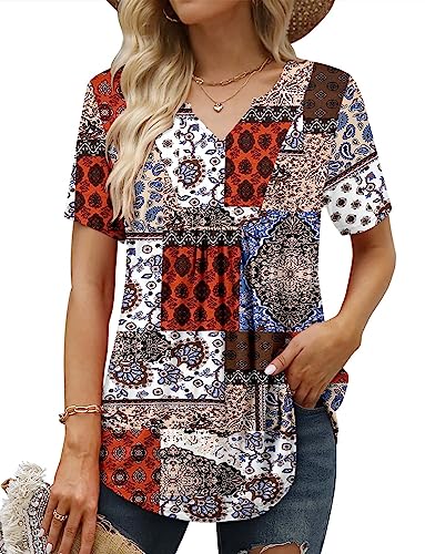 Bette Boutik Womens Spring Tops Short Sleeve Shirt V Neck Women Womens Tees Loose Fit Colorlump Small #TOP1