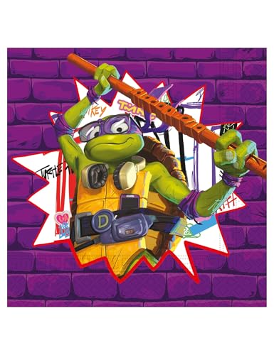 20 Serviettes en papier Tortues Ninja next generation 33 x 33 cm - Violet