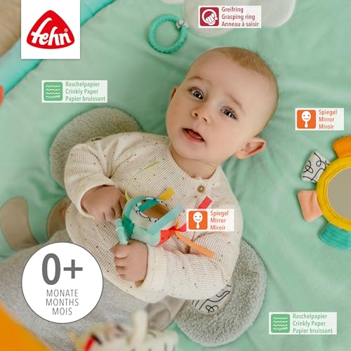 Fehn 3-D-Activity-Decke Koala – Erlebnisdecke mit Spielbogen & abnehmbaren Spielzeugen zum Greifen – Spieldecke für Babys und Kinder ab 0+ Monaten – Krabbelmatte als Geschenk zur Geburt