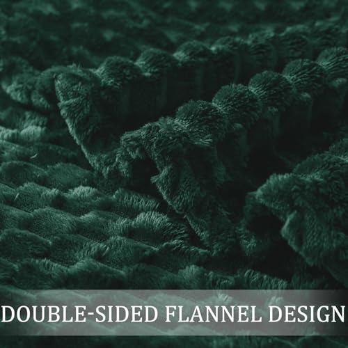 Exclusivo Mezcla Kuscheldecke Fleece Decke, Flauschige Sofadecke 220 x 240 cm, Jacquard-Überwurfdecke Wohndecke Tagesdecke, Warm und Leicht für Ganzjahreszeit, Dunkelgrün