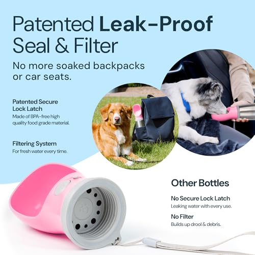 MalsiPree Insulated Dog Water Bottle 24oz (Stainless Steel, Pink) — view 4