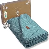 Little Dedi Babydekentje van 100% biologisch katoen, geschenk, zachte peuter-, ledikant- en kinderwagendeken, neutrale inbakerdoek en ontvangstdeken voor pasgeborenen, 76 x 102 cm, blauw (Smoke Blue)
