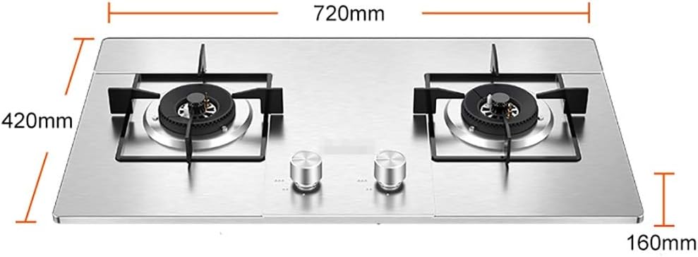 Mini Gas Stove 4.2KW Built-inGas hob Stainless Steel Hob-Plate with Thermocouple Flameout Protection/Pulse Electronic Ignition Easy to Clean [Energy Class A] (Color : NG) (Ng)