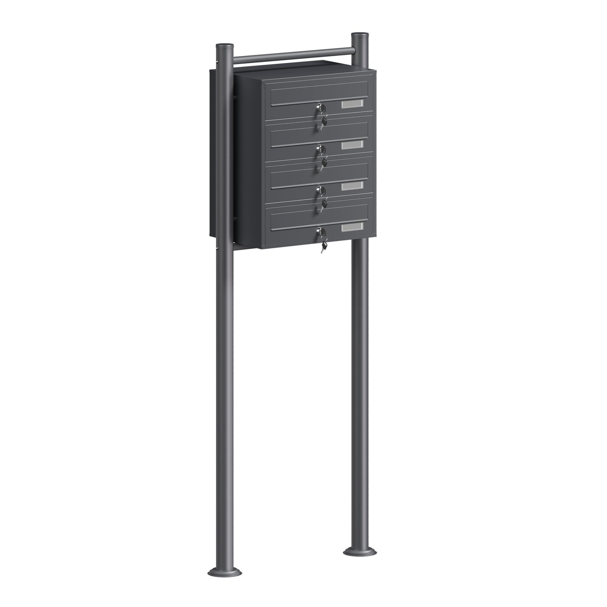 Wiltec Cassetta postale condominiale autoportante 4 posti, 1 modulo, antracite 513 x 270 x 1500 mm