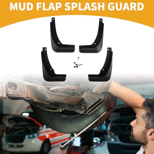 Image of Mud Flap Splash Guard - Car Front & Rear Side Mud Guards - for Skoda Super B 2016-2021 Plastic Black with Mount Accessories - 1 Set, 29x24x12.5cm