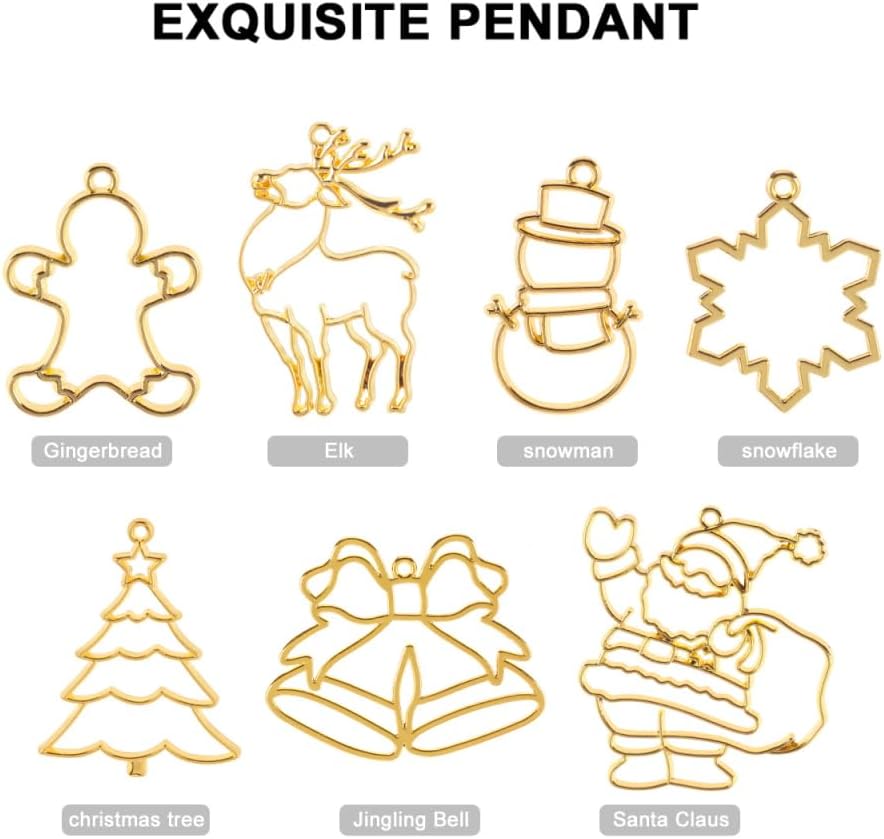 VICASKY 10 PCS UV Christmas Earring Charms Bezels for Resin Crafts Bails Bracelets Open Tree Jewelry Making Back Pendant Metal Bezel Pendants Hollow Cabochons Mini Size Blank Uv Blanks Earrings - Image 7