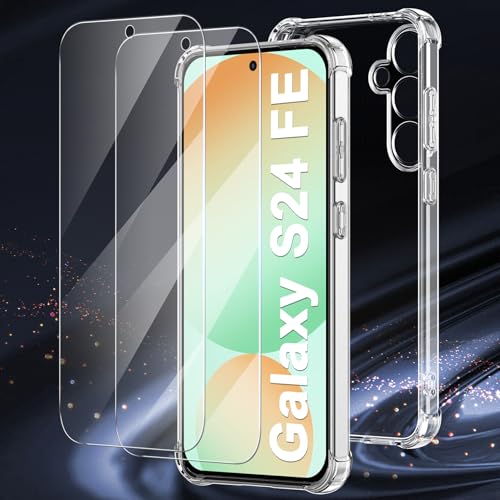 YisrLery 3 in 1 Phone Case Compatible with Samsung Galaxy S24 FE Case and 2 Pack Tempered Glass Screen Protector, Slim Soft TPU Shockproof Anti-Scratch Samsung S24 FE 5G Phone Case Silicone Clear YisrLery 3 in 1 Phone Case Compatible with Samsung Galaxy S24 FE Case and 2 Pack Tempered Glass Screen Protector, Slim Soft TPU Shockproof Anti-Scratch Samsung S24 FE 5G Phone Case Silicone Clear