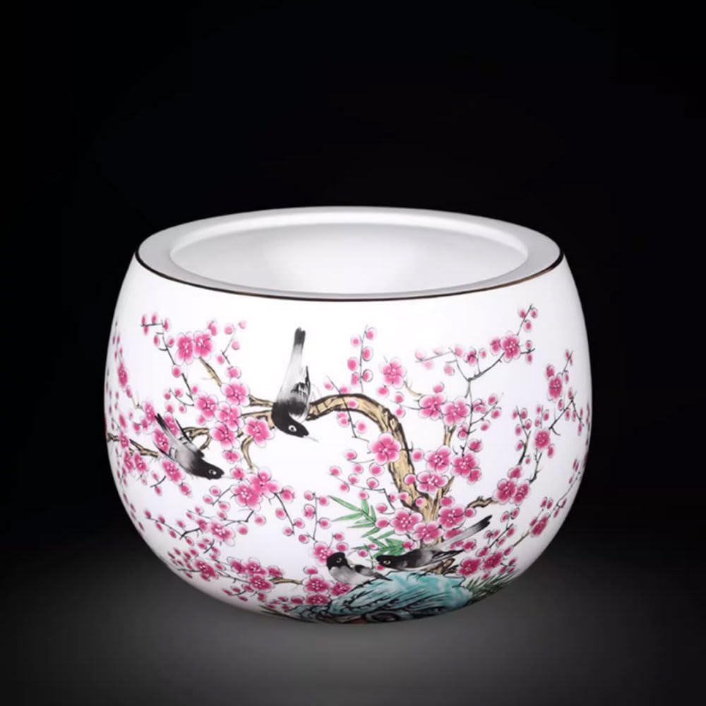 asdchZen Jingdezhen Ceramics Flower Pots Pastel Porcelain Vase Ornaments Fortune Gathering Housewarming Gifts Decorations Entrance Fish Culture Hydroponic Flower Pots,E