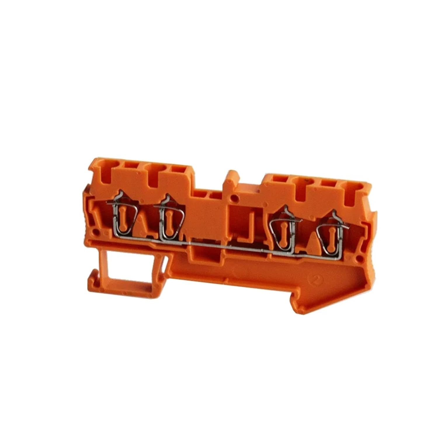 10Pcs Din Rail Terminal Block ST-2.5-Quattro Wire Connectors Pull Type 4 Conductors Spring Wiring Terminal Blocks(Orange)