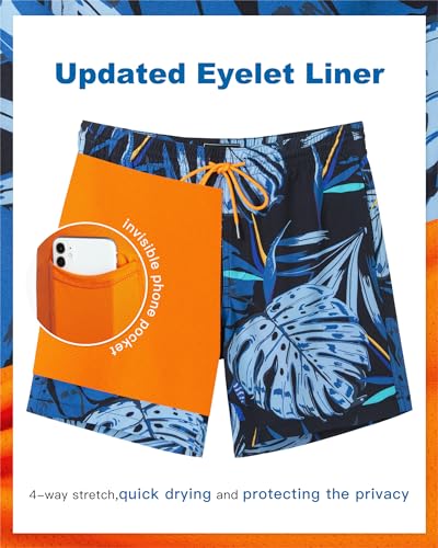 Image of SURF CUZ Mens Swim Trunks with Compression Liner Swim Shorts 7 inch Swimming Trunks Stretch 7 Inch Swim Suits Quick Dry