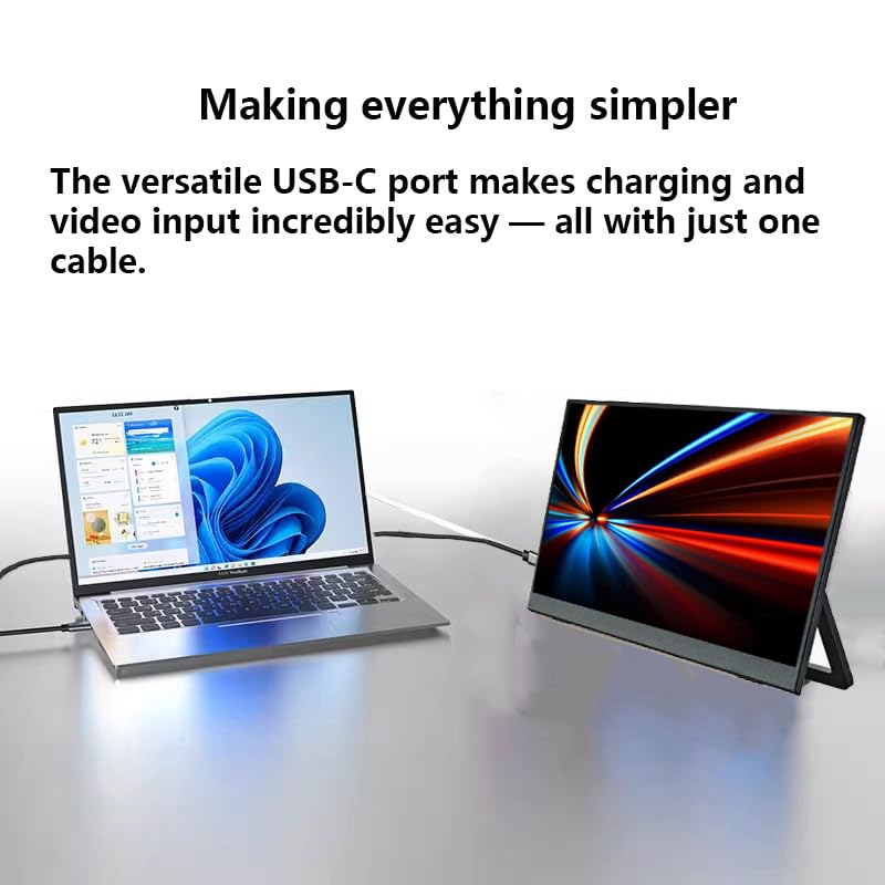 Image of Portable Monitor for Laptop, 15.6 Inch 1080P Second External Monitor | IPS USB-C HDMI Portable Computer Monitor with Kickstand, Speakers, VESA Mountable, Travel External Second Screen for Phone
