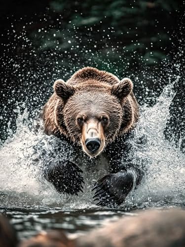 Diamond Painting Animal Diamond Painting Niños, 5D Oso Pintura Diamante Kit Manualidades Adultos, DIY Ronda Pintura Diamante Punto de Cruz Cristal Art para Decoración Pared Hogar 90x120cm, Model662