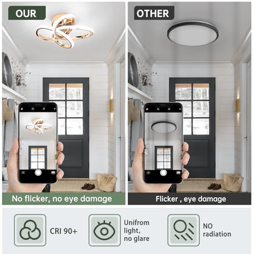 Image of CANEOE Modern Hallway Light Fixtures, 6000K Modern Led Ceiling Light for Hallway, Small Close to Ceiling Lamp for Hallway Corridor Closet Bedroom Bathroom Kitchen Stair Curved Design Ceiling Lights