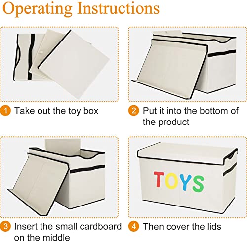 Victor's Kids Toy Box Chest - Extra Large Lightweight Collapsible Toy Storage Organizer Boxes Bins Baskets For Kids, Boys, Girls, Nursery Room, Playroom, Closet (New Beige) #TOP4